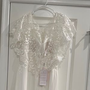 New Ivory cape Sleeve wedding dress